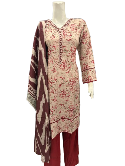 11 Embroidered Linen Suit with Linen Dupatta (Dec)