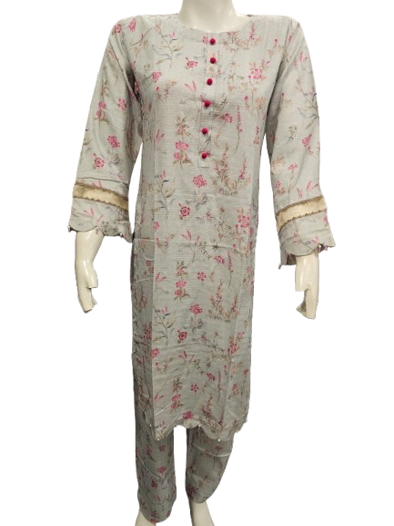 21 Embroidered Linen Suit with Linen Dupatta (Dec)