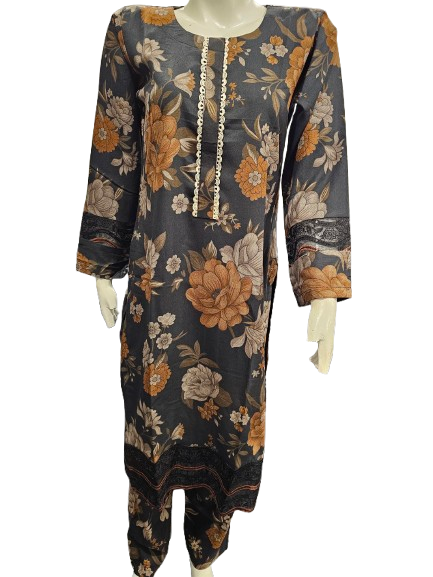 15 Embroidered Dhanak Suit with Heavy Dupatta (Dec)
