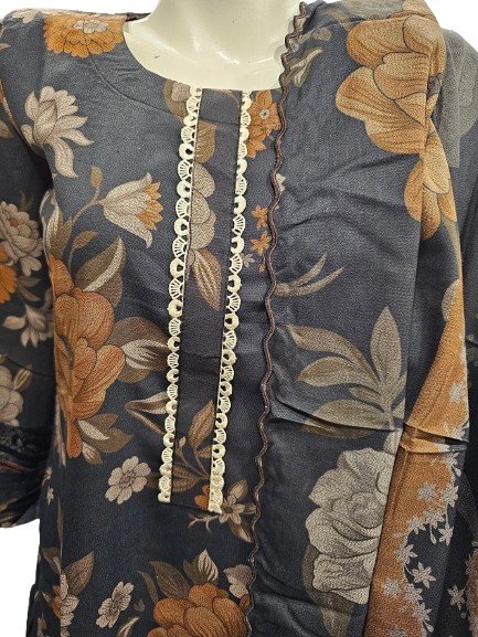 15 Embroidered Dhanak Suit with Heavy Dupatta (Dec)