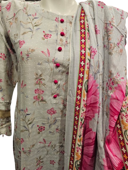 21 Embroidered Linen Suit with Linen Dupatta (Dec)