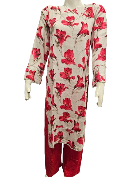 20 Embroidered Linen Suit with Linen Dupatta (Dec)