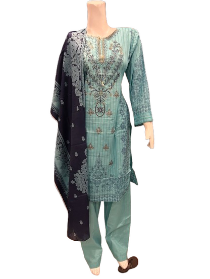1 Embroidered Lawn Suit with Lawn Dupatta (Dec)