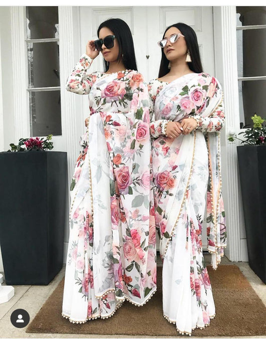 Premium Floral Print Saree Collection - Solid Boutique Canada