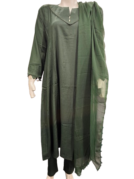 22 Embroidered Linen Suit with Linen Dupatta (Dec)