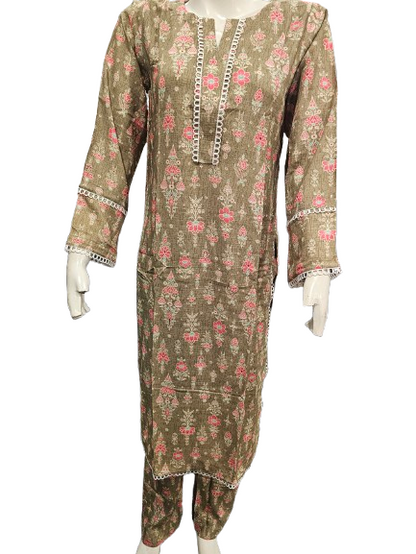18 Embroidered Linen Suit with Linen Dupatta (Dec)