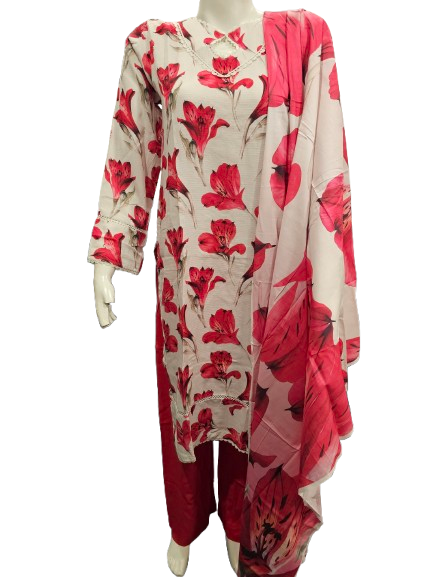 20 Embroidered Linen Suit with Linen Dupatta (Dec)
