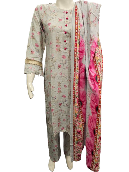 21 Embroidered Linen Suit with Linen Dupatta (Dec)
