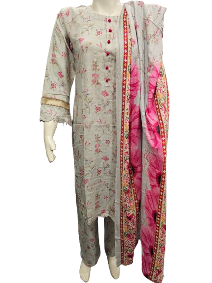 21 Embroidered Linen Suit with Linen Dupatta (Dec)