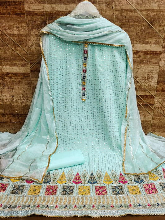 Aqua Georgette Suit Unstitched