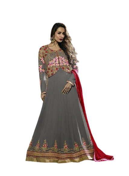 52 Malaika Grey Floor Length Anarkali